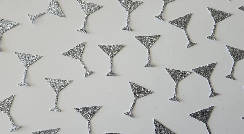 Martini Glass Confetti Silver Bridal Shower Confetti Set - Etsy | Etsy (US)