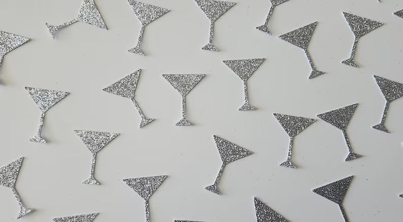 Martini Glass Confetti Silver Bridal Shower Confetti Set - Etsy | Etsy (US)