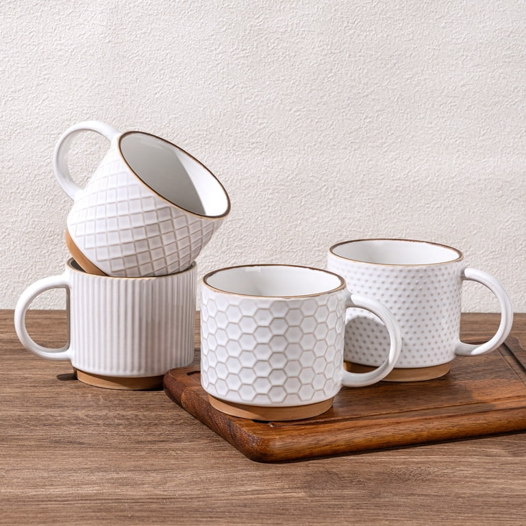 AmorArc 12OZ Stackable Coffee Mugs, Ceramic Coffee Cups with Texture Patterns for Man,Woman,Dad,M... | Walmart (US)