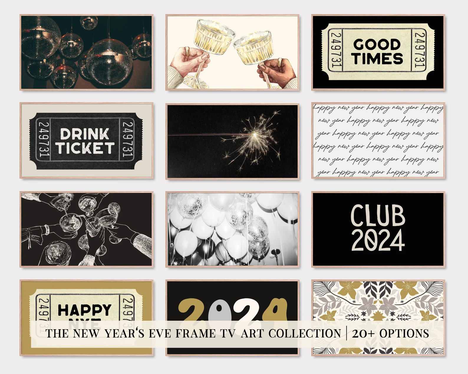 New Years Frame Tv Art Samsung Frame Tv Art New Years Eve Nye 2024 Decor Nye Frame Tv Art for the... | Etsy (US)