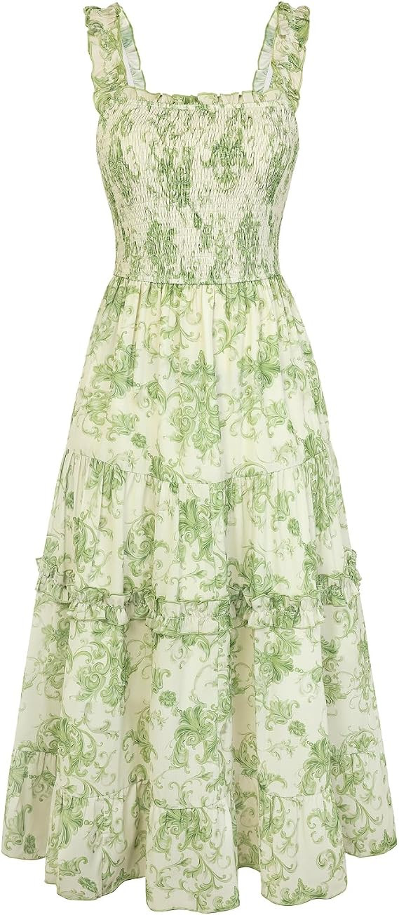 Scarlet Darkness Floral Dress for Women 2026 Flowy Sundress Smocked Cottagecore Dresses | Amazon (US)
