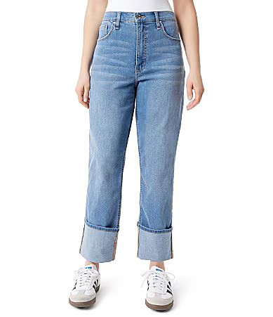 FRAYED Jeans Relaxed Straight High Cuff Low Rise Jeans - 32 | Dillard's