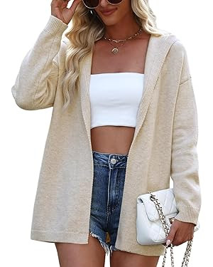 CiCiBird Womens Hooded Oversized Cardigan Sweaters 2025 Fall Knit Coatigan Trendy Open Front Swea... | Amazon (US)