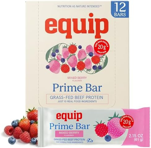 Equip Foods High Protein Prime Bars – Grass Fed Beef Protein, Collagen & Tallow – Gut Friendl... | Amazon (US)