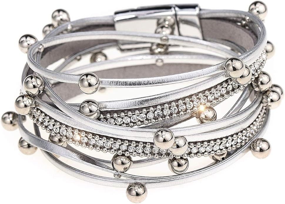 Suyi Women Wrap Bracelet Multilayered Leather Braided Bangle Wrist Cuff Bangles with Magnetic Buc... | Amazon (US)