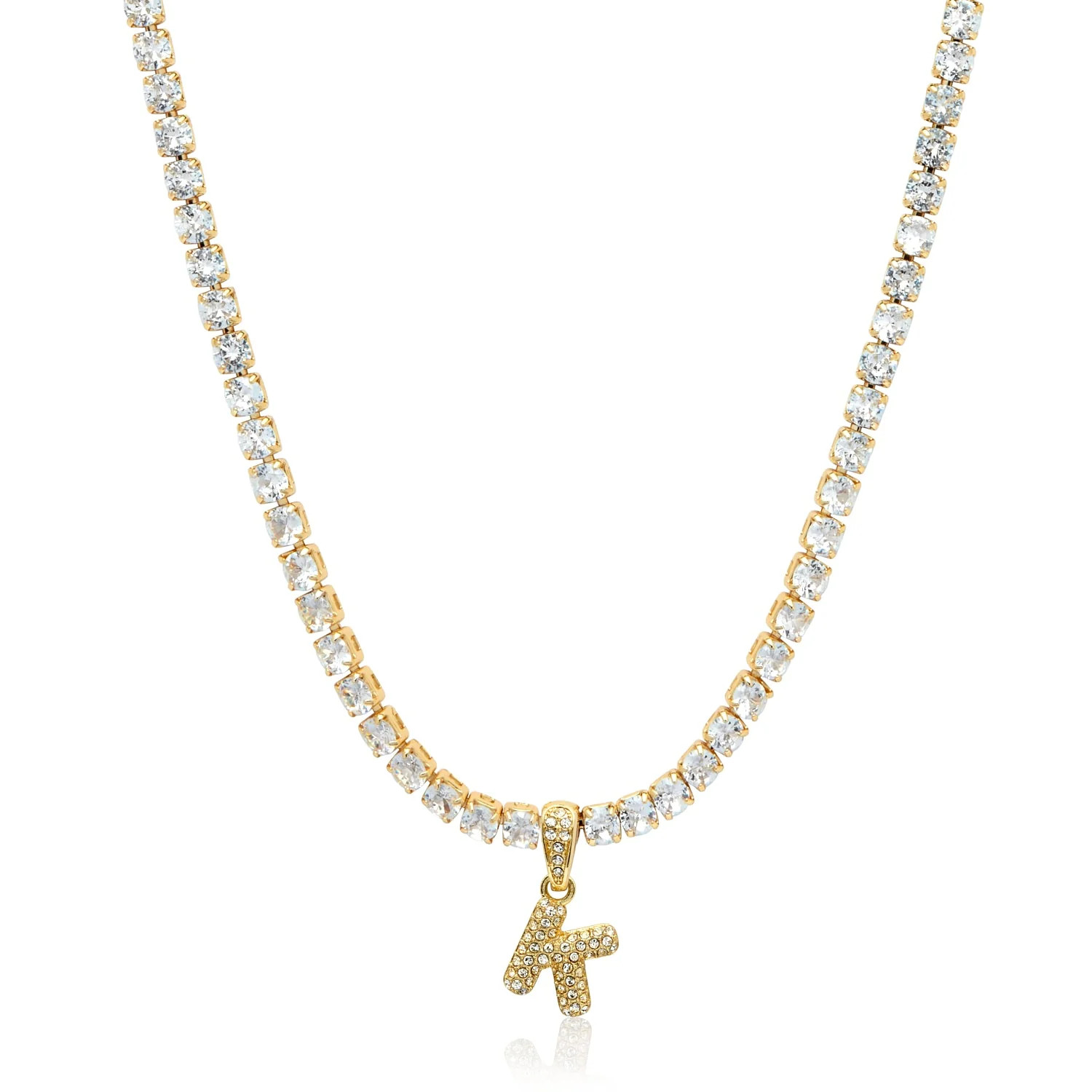 Bubble Initial Tennis Necklace (Gold) | Abbott Lyon