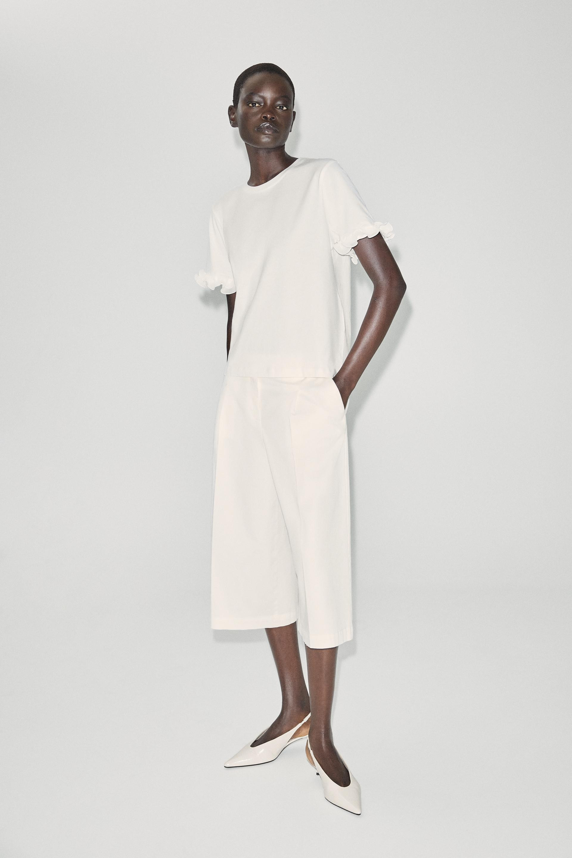 COTTON RUFFLE T-SHIRT | Zara AU
