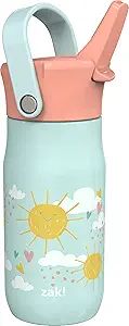 Zak Designs Harmony Kid Water Bottle for Travel or At Home, 14oz Recycled Stainless Steel is Leak... | Amazon (US)