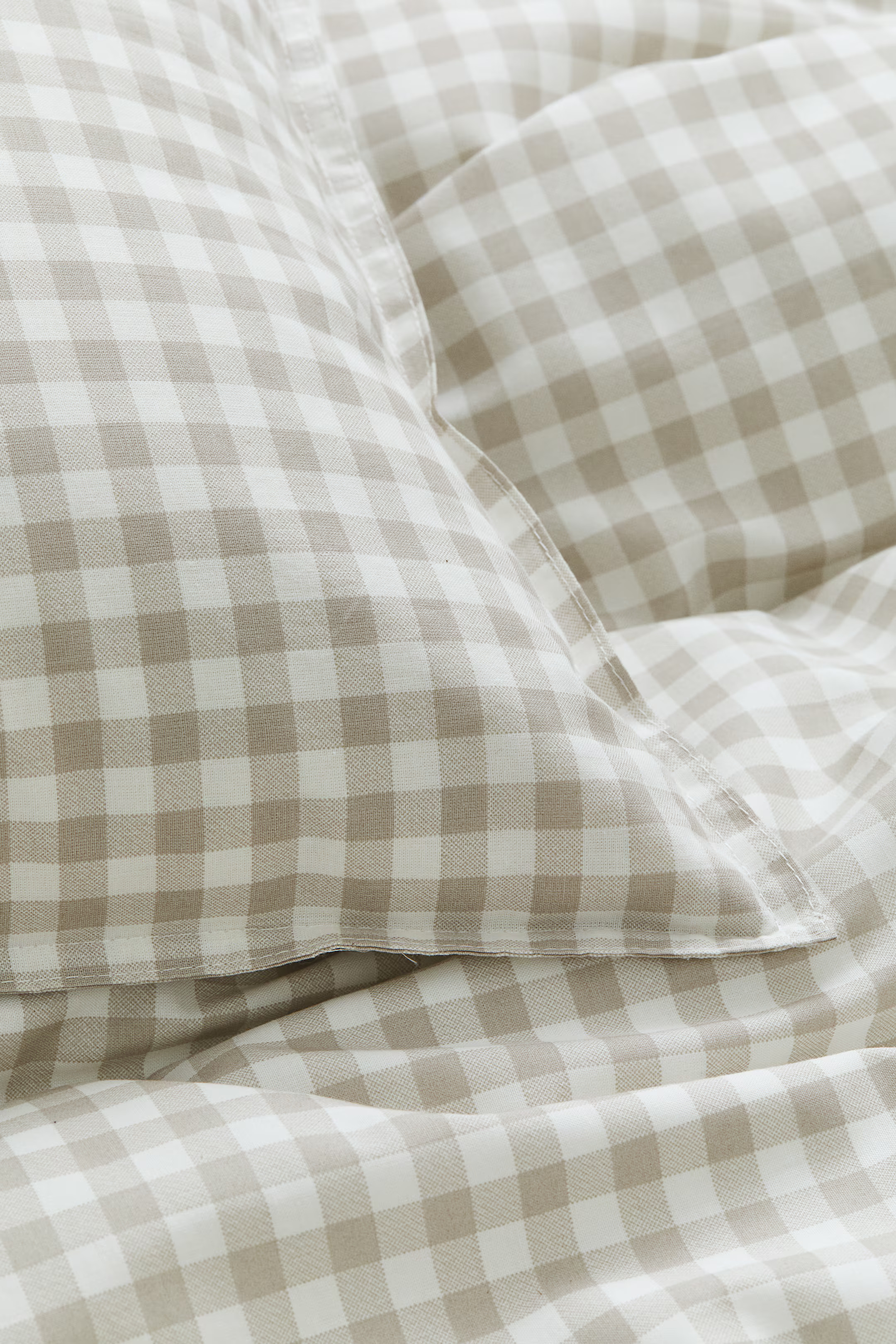 Patterned Twin Duvet Cover Set - Light taupe/gingham check - Home All | H&M US | H&M (US + CA)