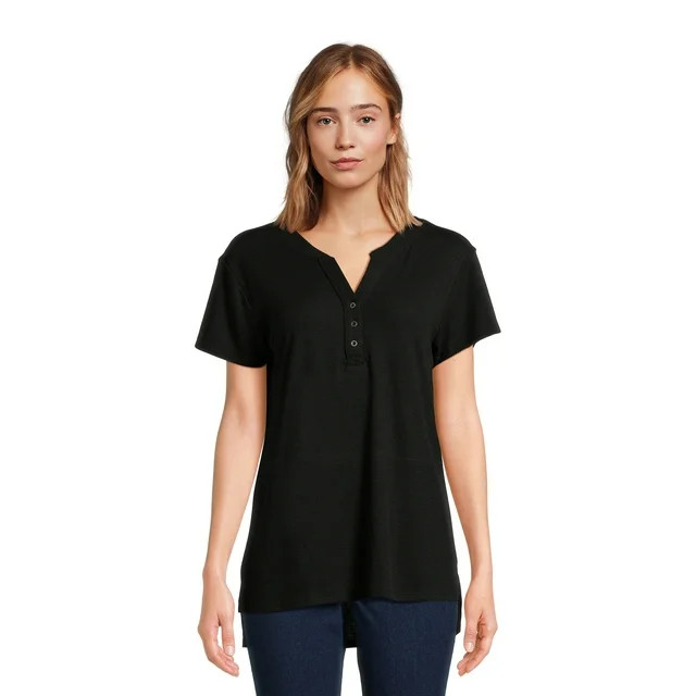 Time and Tru Women's Short Sleeve Henley | Walmart (US)