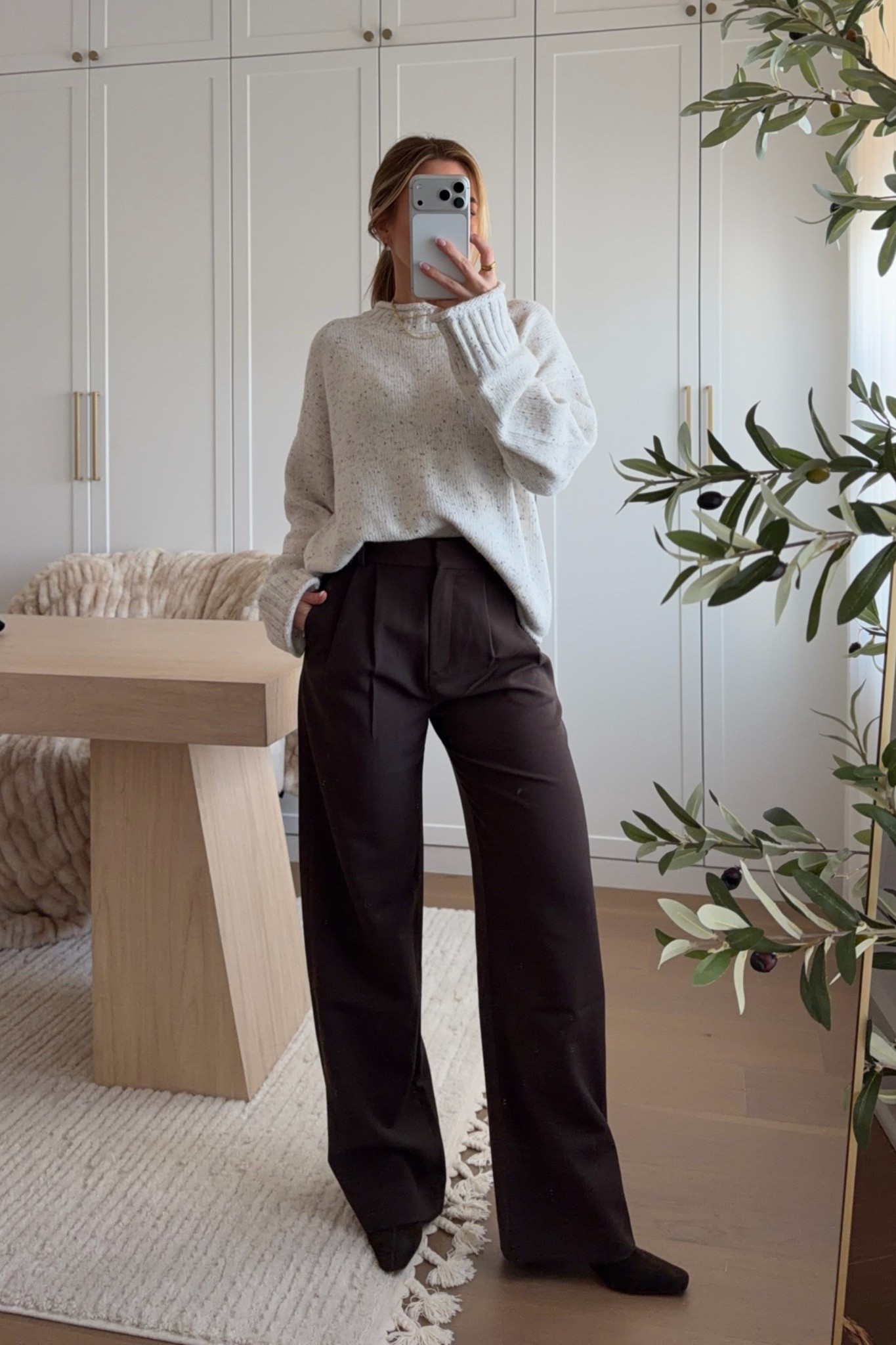 sweater: xs // trouser: 25 regular — these trousers are srsly so good & come in so many color options.