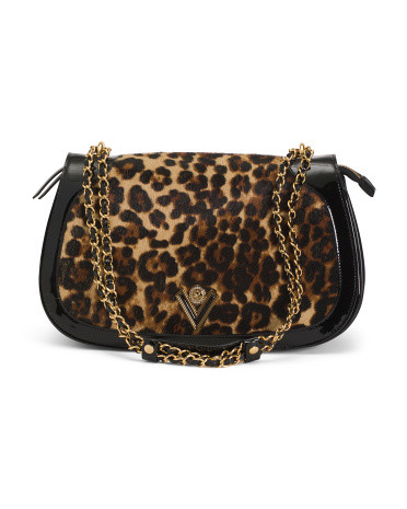 Made In Italy Leather Chain Strap Shoulder Bag | TJ Maxx