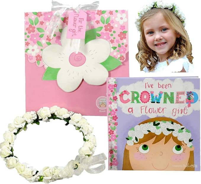 Tickle & Main Personalized Flower Girl Proposal Book & Crown Set - Silk Organza Floral Headband, ... | Amazon (US)