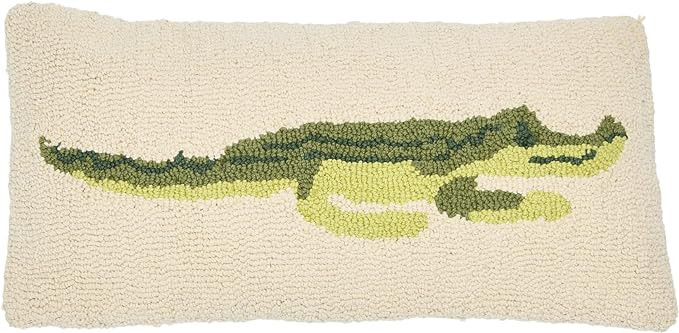 Creative Co-Op Cotton Punch Hook Alligator Pillow, 24" L x 12" W x 2" H, Multicolor | Amazon (US)