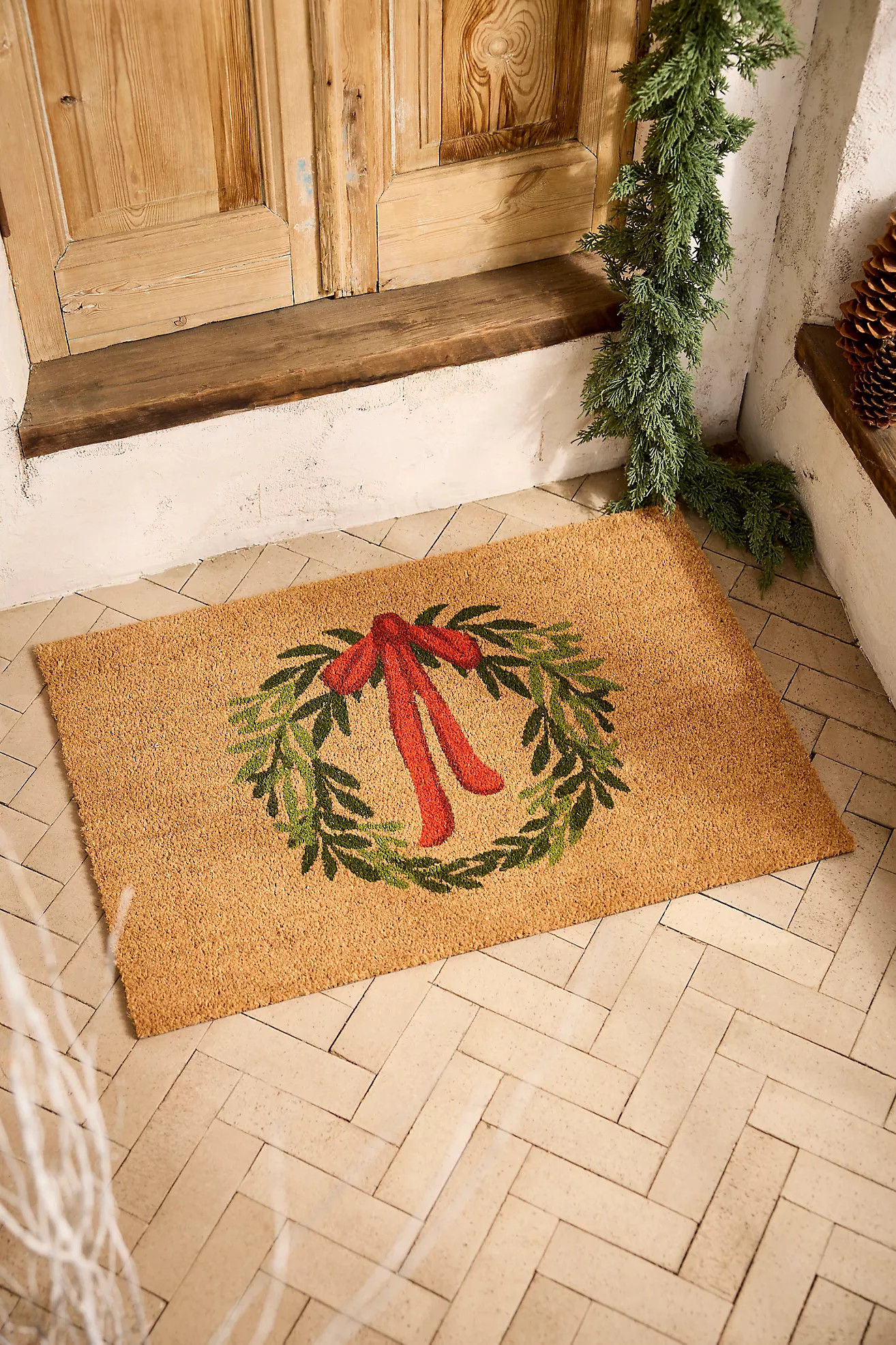 Bow Wreath Coir Doormat | Anthropologie (US)