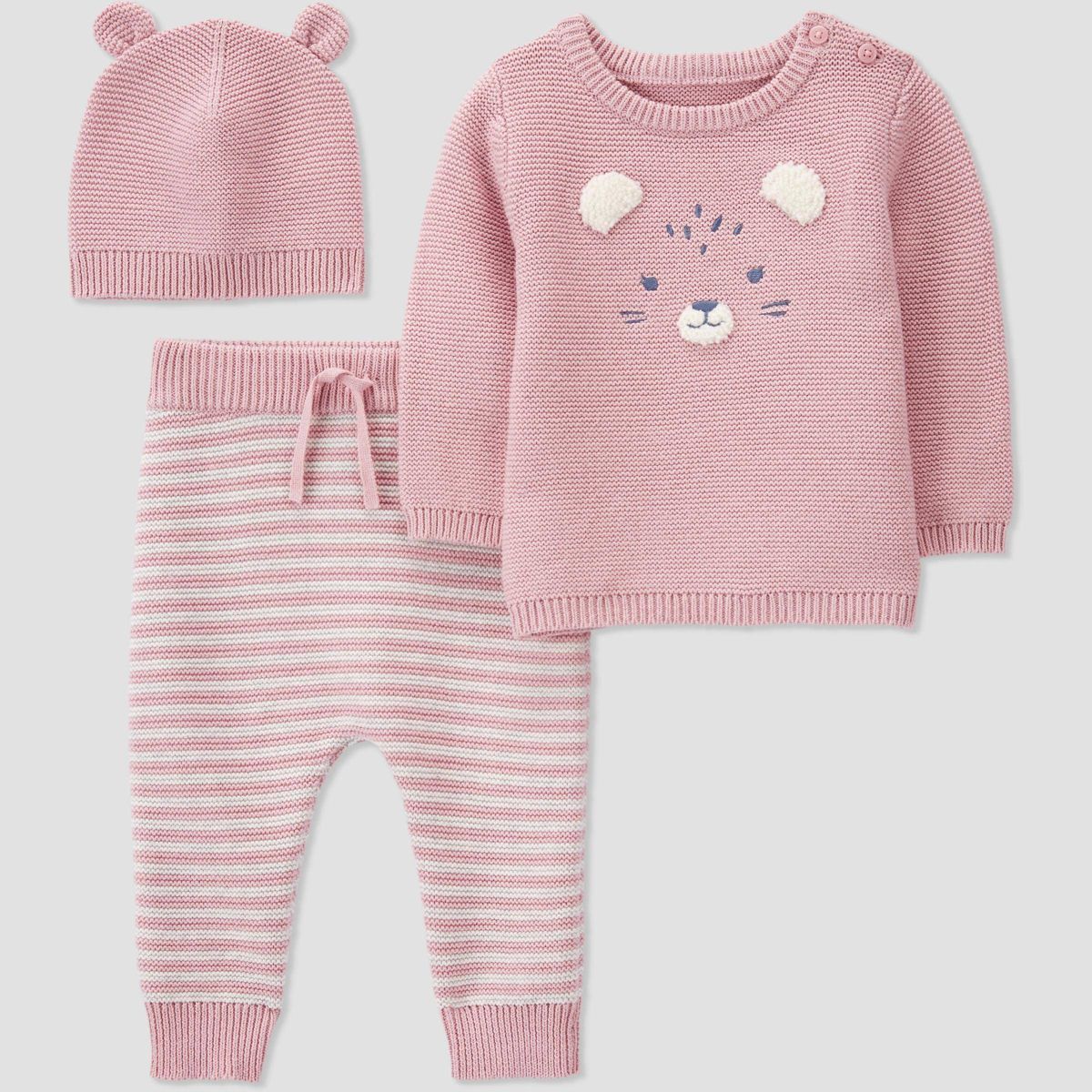 Carter's Just One You®️ Baby Girls' 3pc Cat Sweater & Bottom Set - Pink | Target