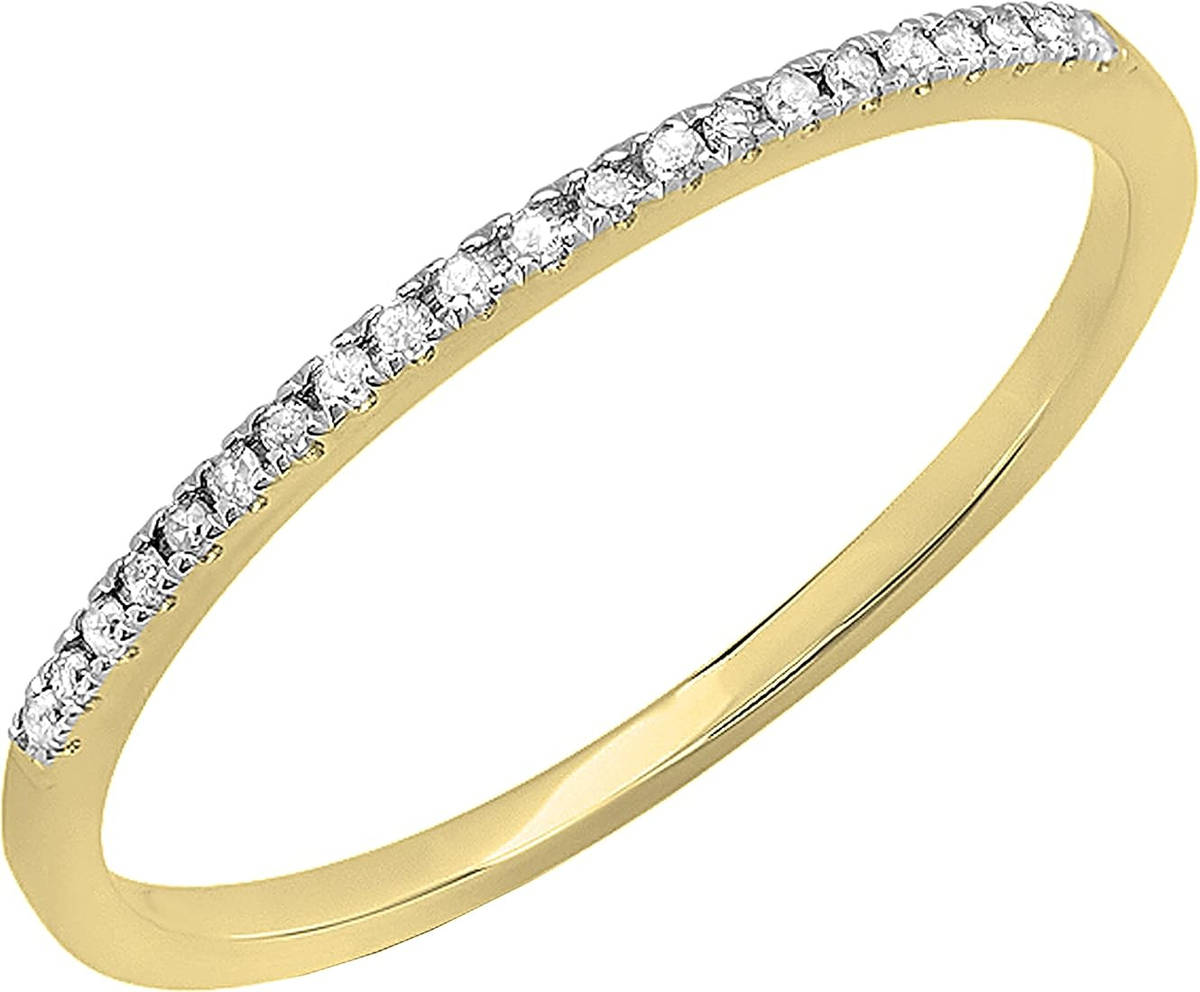 Round White Diamond Stackable Wedding Band for Women (0.08 ctw, Color I-J, Clarity I1-I3) in Gold | Amazon (US)