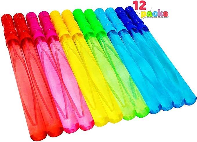 Joyin Toy 12 Pack 14’’ Big Bubble Wand Assortment (1 Dozen) with Bubble Refill Solution - Sup... | Amazon (US)