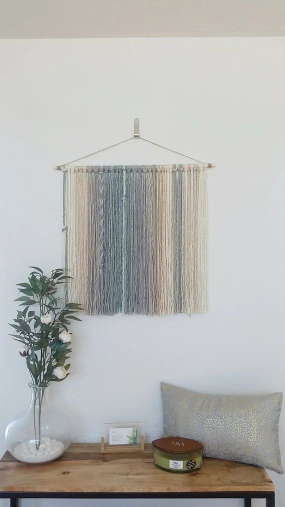 Tapestry, Yarn Tapestry, Yarn Wall Hanging, Ivory, Beige, Grey and Grayish Green | Etsy (US)
