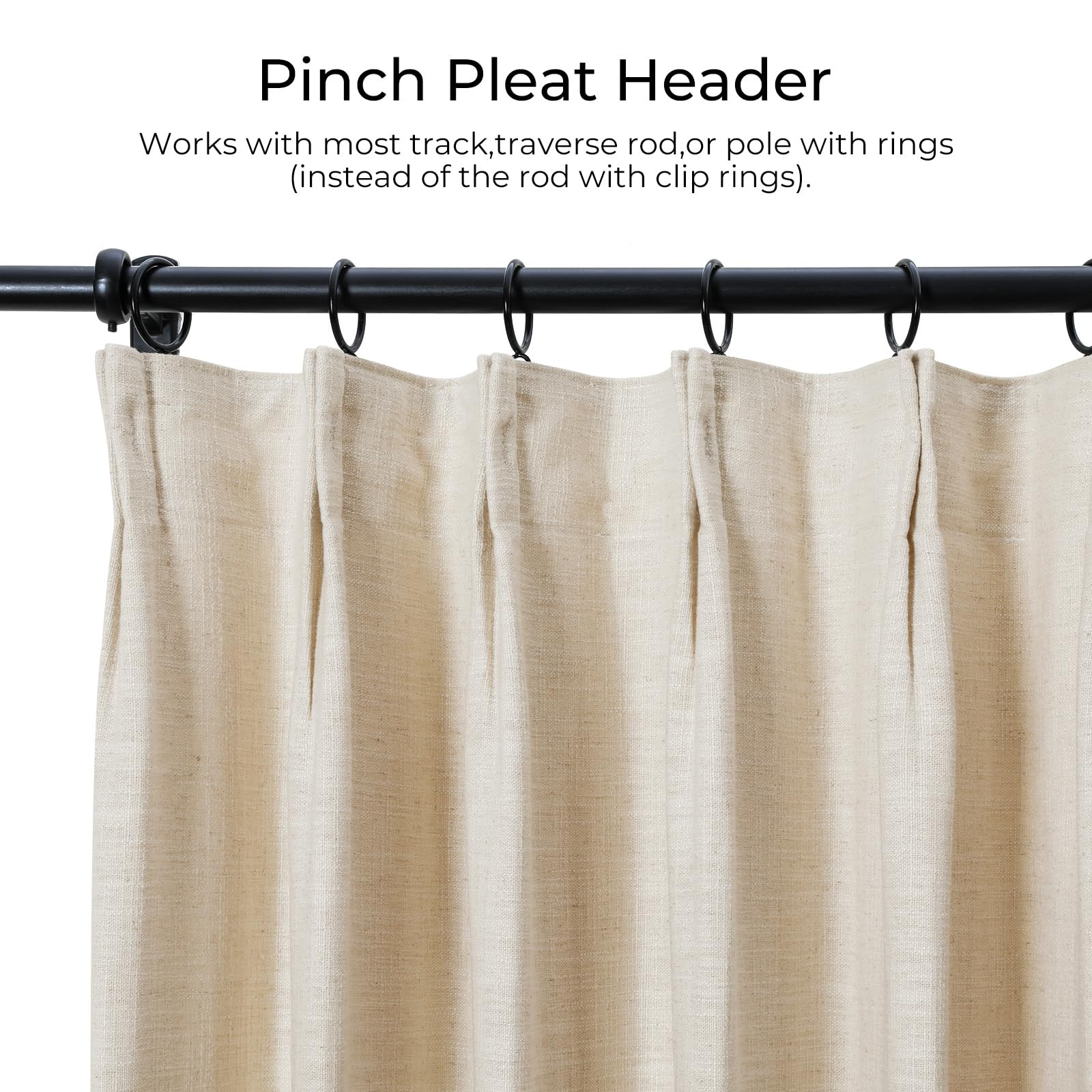 TWOPAGES 52 W x 96 L inch Pinch Pleated Light Filtering Curtain Linen Textured Unlined Drapes for... | Amazon (US)
