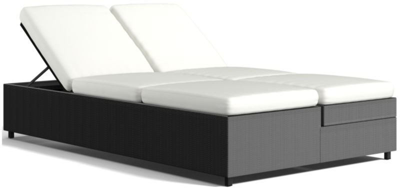 Dune Black Outdoor Double Chaise Sofa Lounge with White Cushions + Reviews | Crate & Barrel | Crate & Barrel