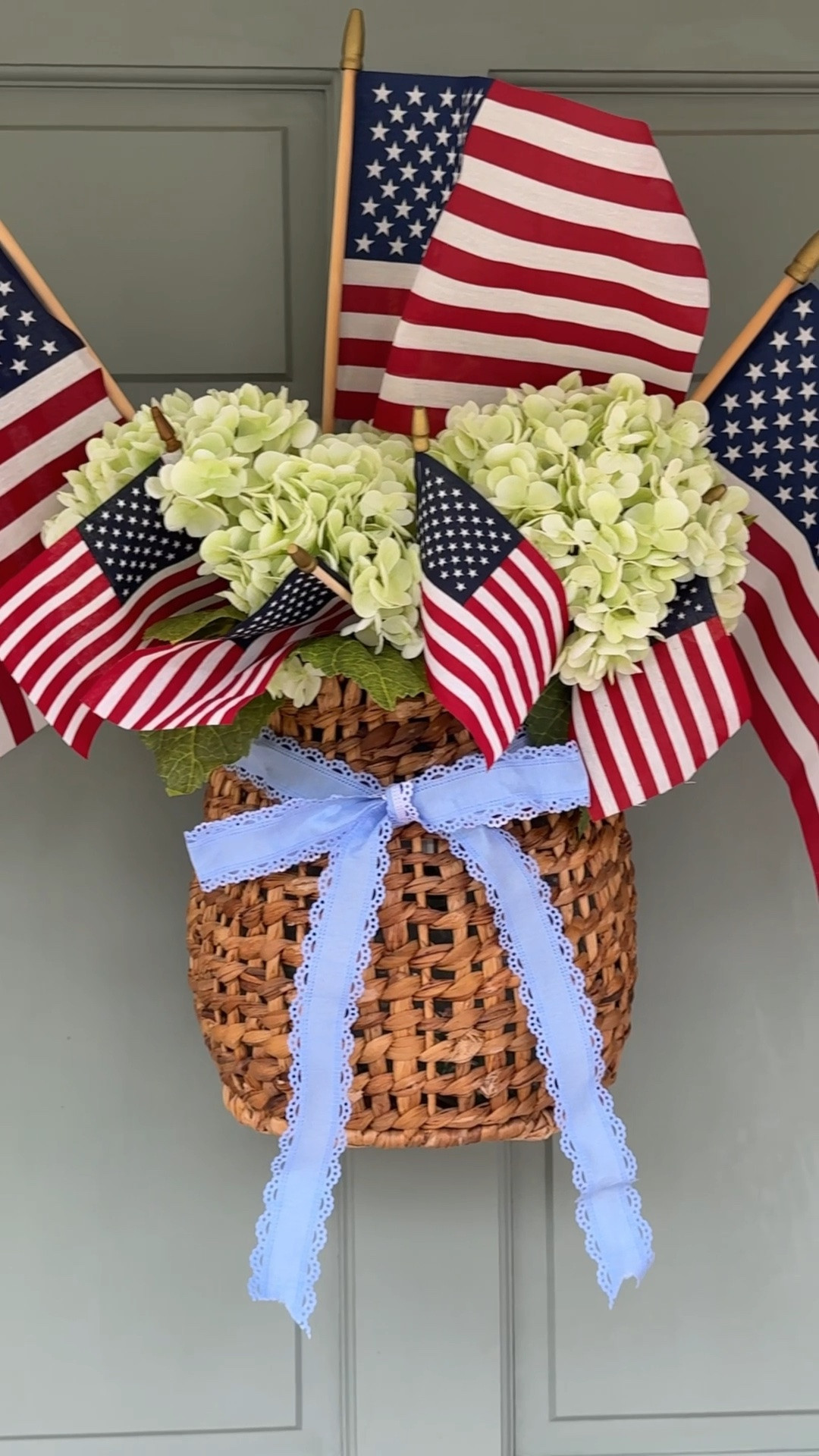 Four years ago I made this patriotic door basket, and it’s still one of my favorite summer porch decorations.



This year I gave it a fresh update by adding faux hydrangeas and a simple bow. Sometimes the best decorating ideas are the ones you come back to again and again. ❤️🤍💙



Simple, timeless, and perfect all summer long.



What is your favorite: wreath or door basket?

.

.

Patriotic front porch, patriotic door basket, Americana decor, summer porch decorating, Fourth of July decor, Memorial Day decor, front door decorating ideas, cottage style porch, classic Americana home, red white and blue decor, summer home decor, patriotic decorating ideas

#LTKSeasonal #LTKHome #LTKmomlife
