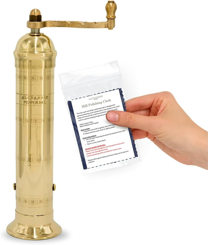 Original Greek Pepper Mill, 9-Inch Brass – European Manual Pepper Grinder, Refillable, with Pol... | Amazon (US)