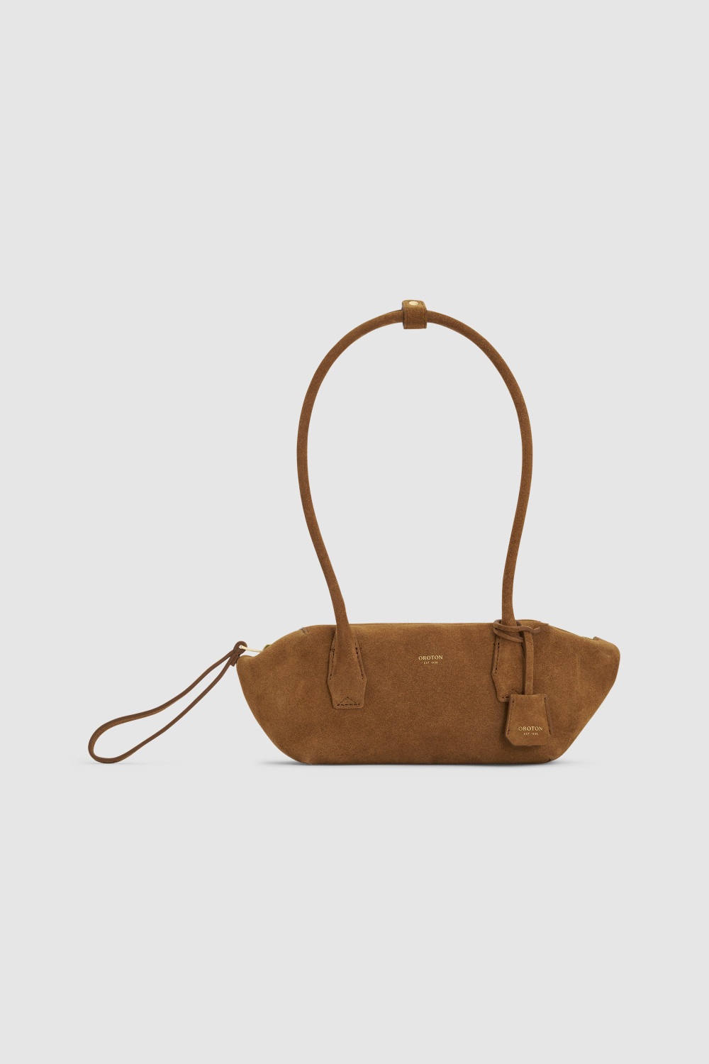 Breeze Baguette Suede Dark Teak | Oroton