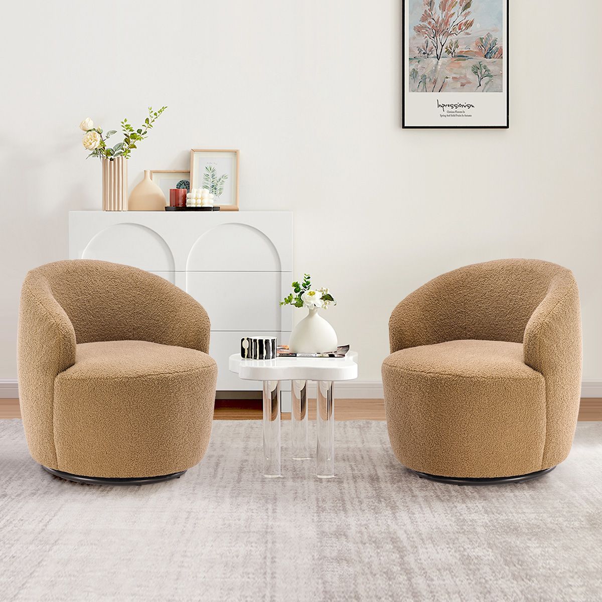 Fannie Set Of 2 Teddy Swivel Chair,25.60'' Wide Small Size Teddy Accent Chairs,Upholstered 360° ... | Target