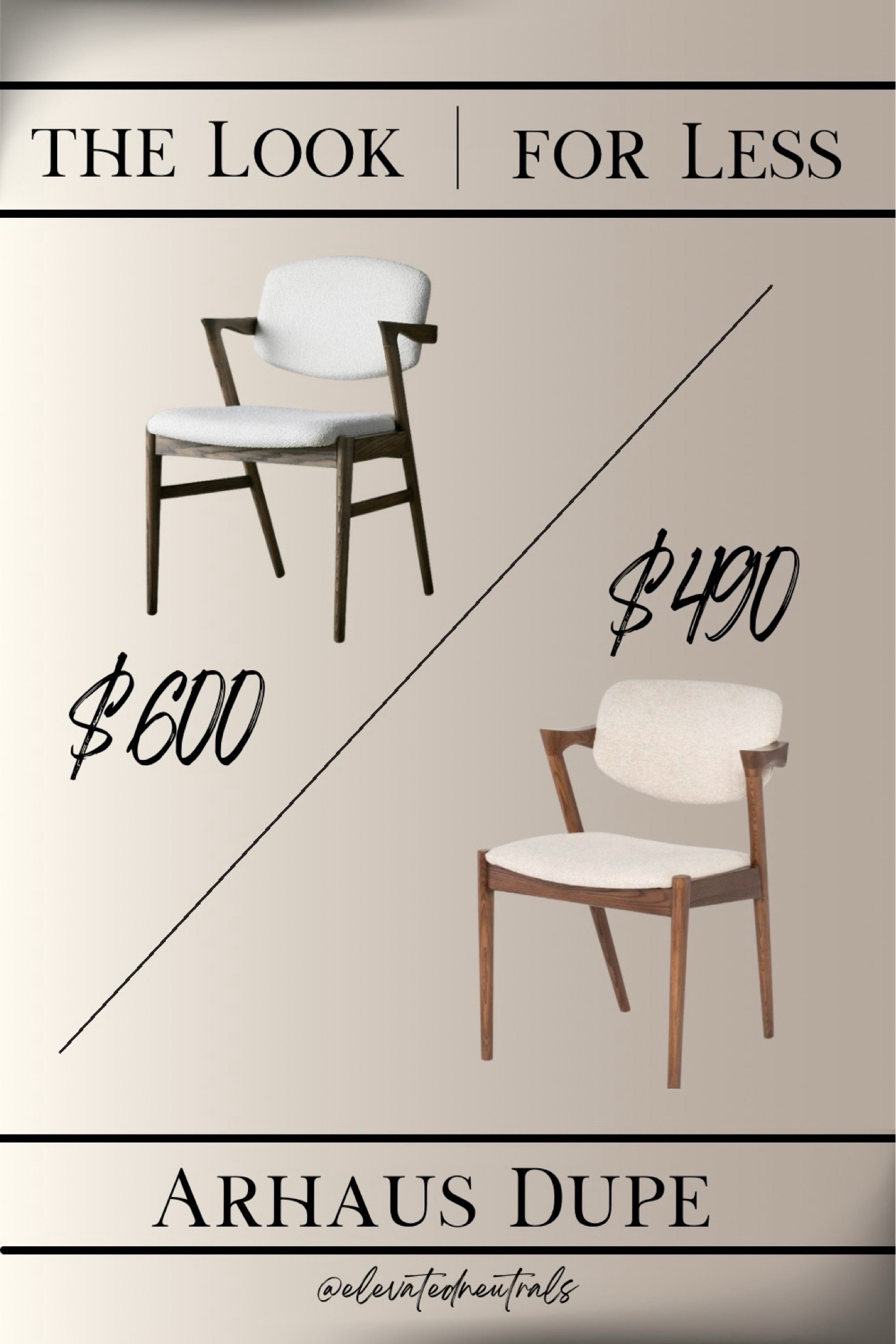 Arhaus is clearly the source of inspiration for other designers because their looks are always being duplicated. 

This Marais Dining Chair is no different. Not only does this arm chair feature a unique, upholstered design (mid-century vibes for sure).  I love the wood accents and the fact you can save $110 by purchasing this side chair dupe from Wayfair. 

Don’t forget to follow @elevatedneutrals on IG, FB & Pinterest for more home inspiration. 

To view my entire collection of affordable and high-end dining chairs , be sure to check out the product tab in my LTK shop and visit my product set called ‘Dining Chairs’

#LTKhome