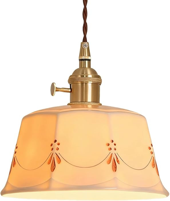 Vintage Ceramic Pendant Light Kitchen Island White Milk Glass Pendant Lighting Farmhouse Vintage ... | Amazon (US)