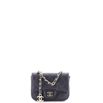 Chanel CC Medallions Flap Belt Bag Quilted Caviar Mini Black 41298057 | Rebag