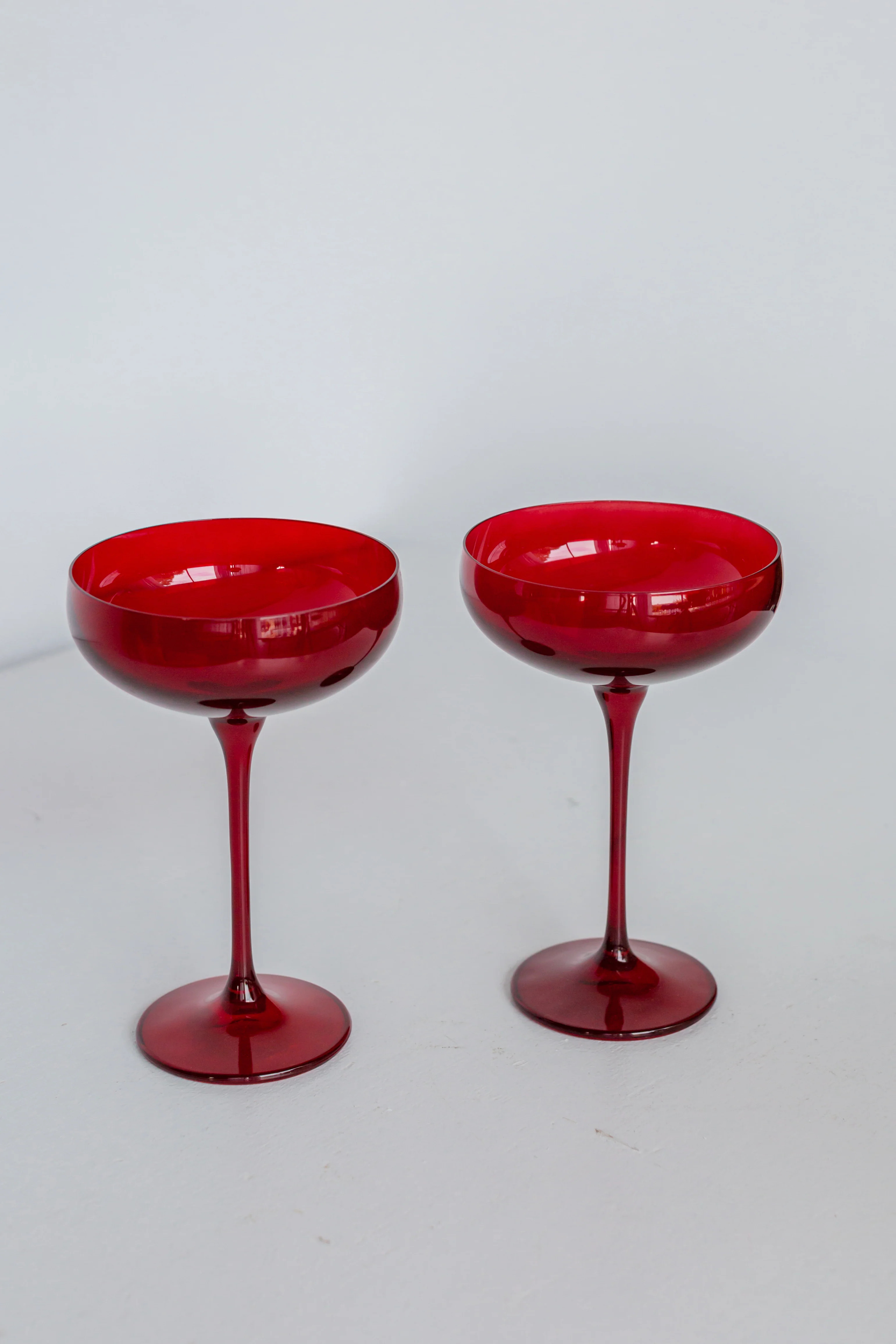 Estelle Colored Champagne Coupe Stemware - Set of 2 {Red} | Estelle Colored Glass