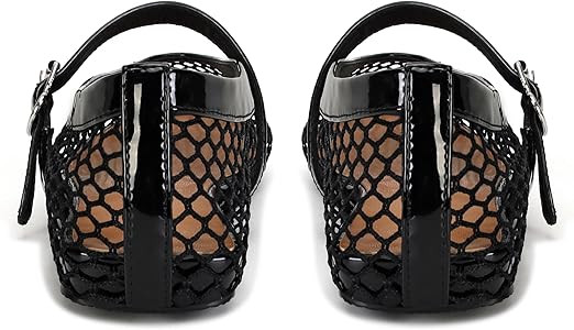 DOEYG Mesh Ballet Flats for Women Buckle Strap Comfy Casual Office Flat Heel Ballerina Shoes | Amazon (US)