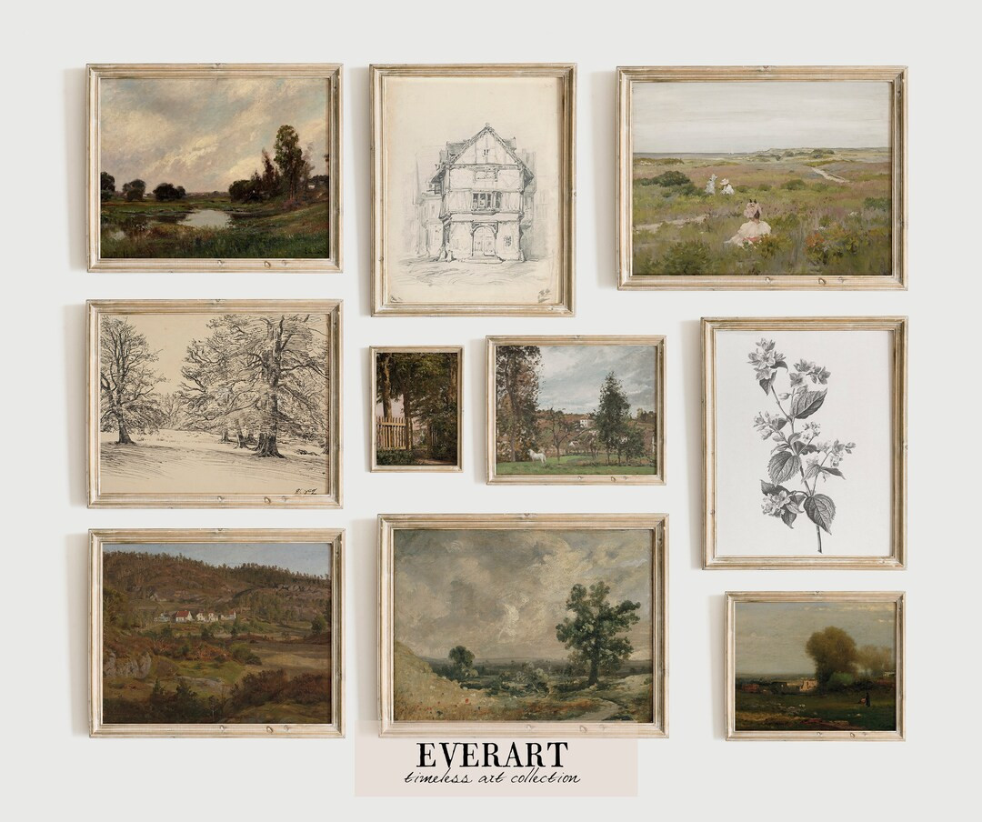 Vintage Gallery Wall Print Set 10 Printable Paintings & - Etsy | Etsy (US)