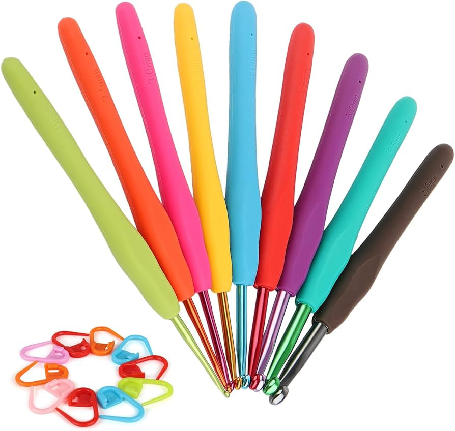 Coopay Crochet Hooks Ergonomic Soft Grip, 2mm-6mm Metal Crochet Set for Beginners, 19PCS Knitting... | Amazon (US)