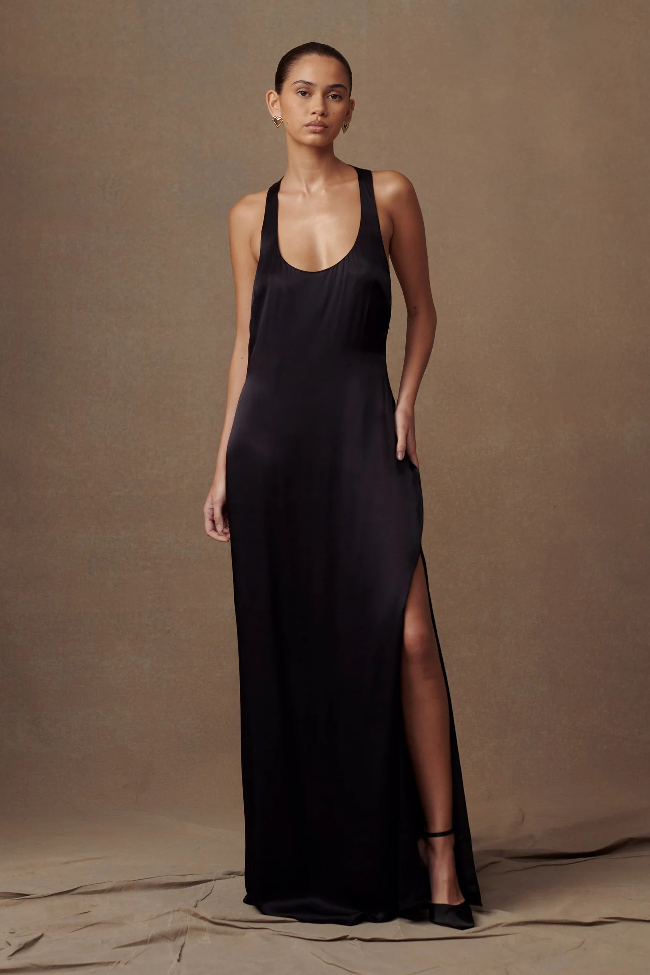 Jacquelyn Racerback Maxi Dress - Black | MESHKI US