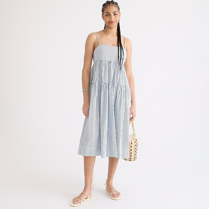 Tie-back tiered dress in stripe | J. Crew US