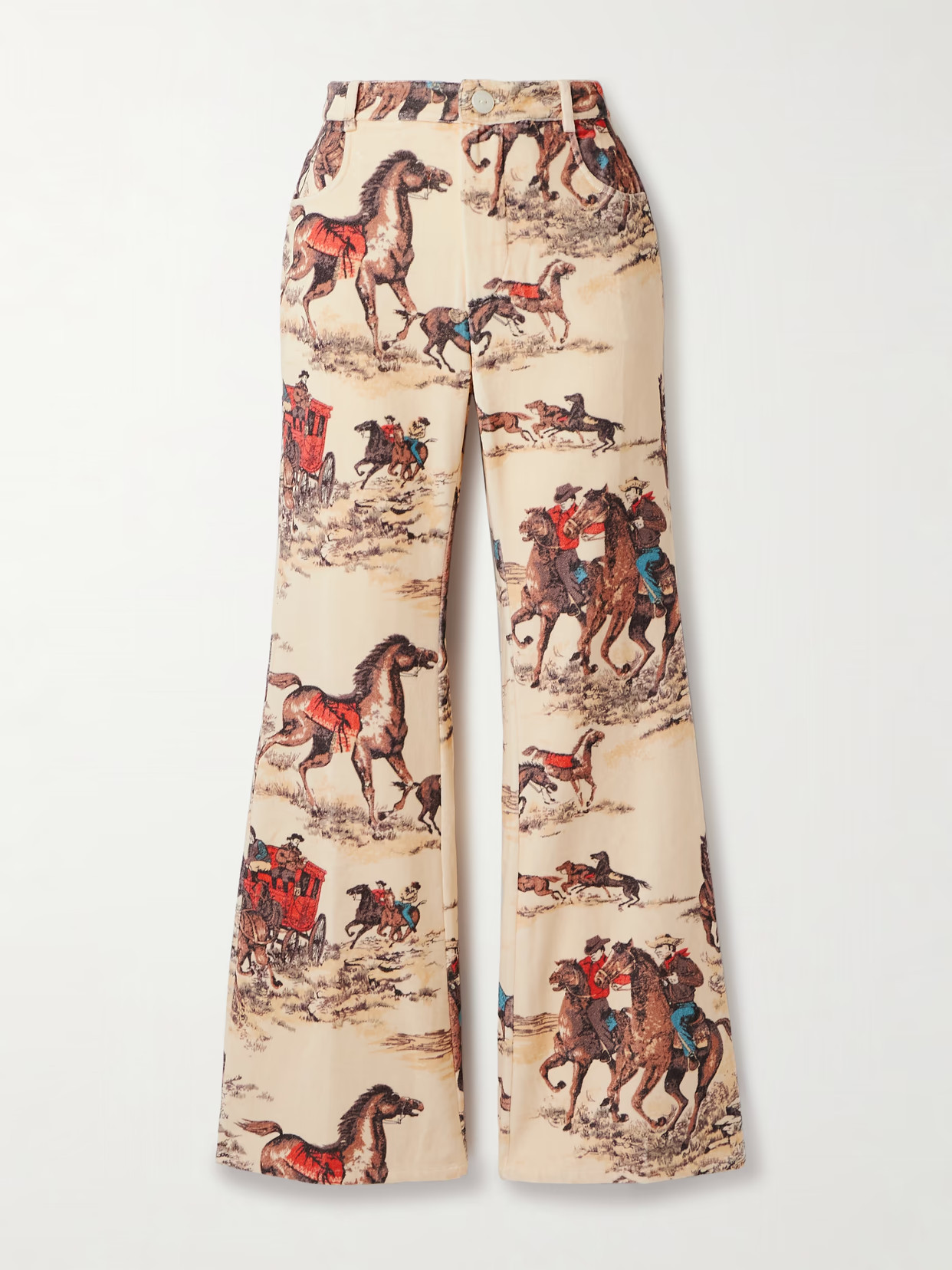 ALIX OF BOHEMIA - Bunny Cowboy Printed High-rise Flared Jeans - Beige | NET-A-PORTER (UK & EU)