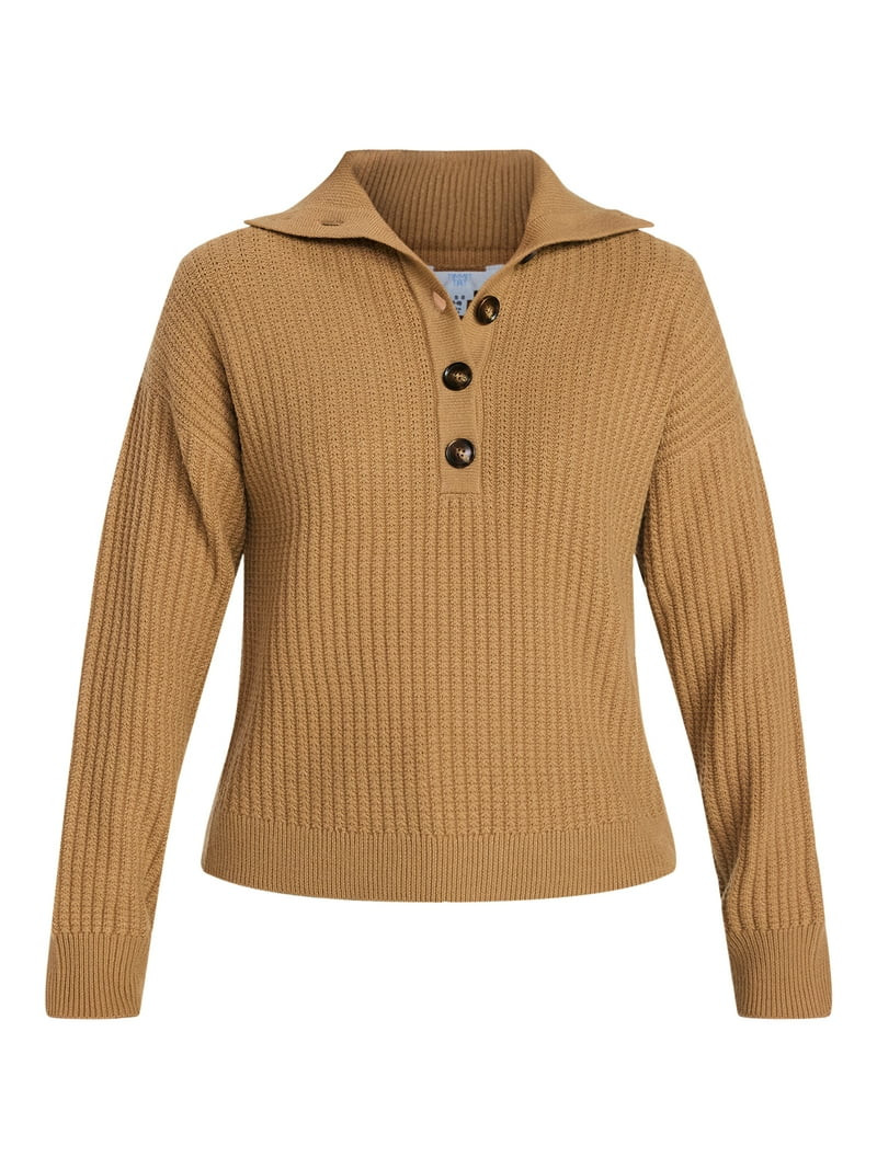 Time and Tru Women's Pullover Henley Sweater, Sizes XS-XXXL | Walmart (US)