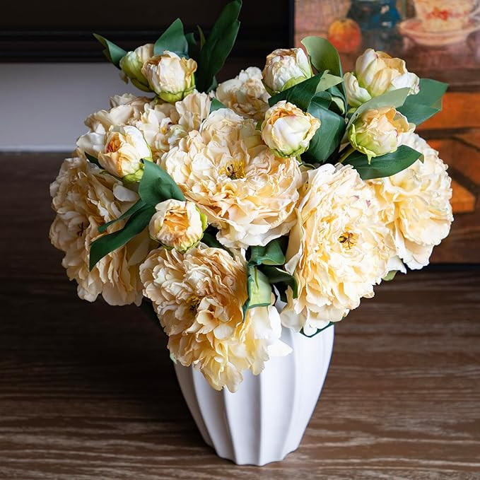 Silk Peony Fake Flowers Large Long Stem Plants for Decoration Home Decor Living Room Artificial F... | Amazon (US)