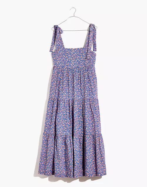 Tie-Strap Tiered Midi Dress in Summer Vines | Madewell