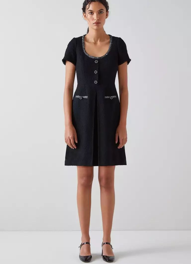 Lara Black Italian Recycled Cotton Tweed Dress | L.K. Bennett (UK)
