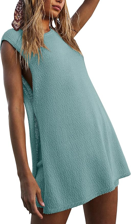 Seyurigaoka Women's 2 Piece Sweater Shorts Set Sleeveless Knit Tank Top Vest Matching Shorts Sets... | Amazon (US)