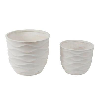LuxenHome Set of 2 White Waves Design MgO Planters | Target
