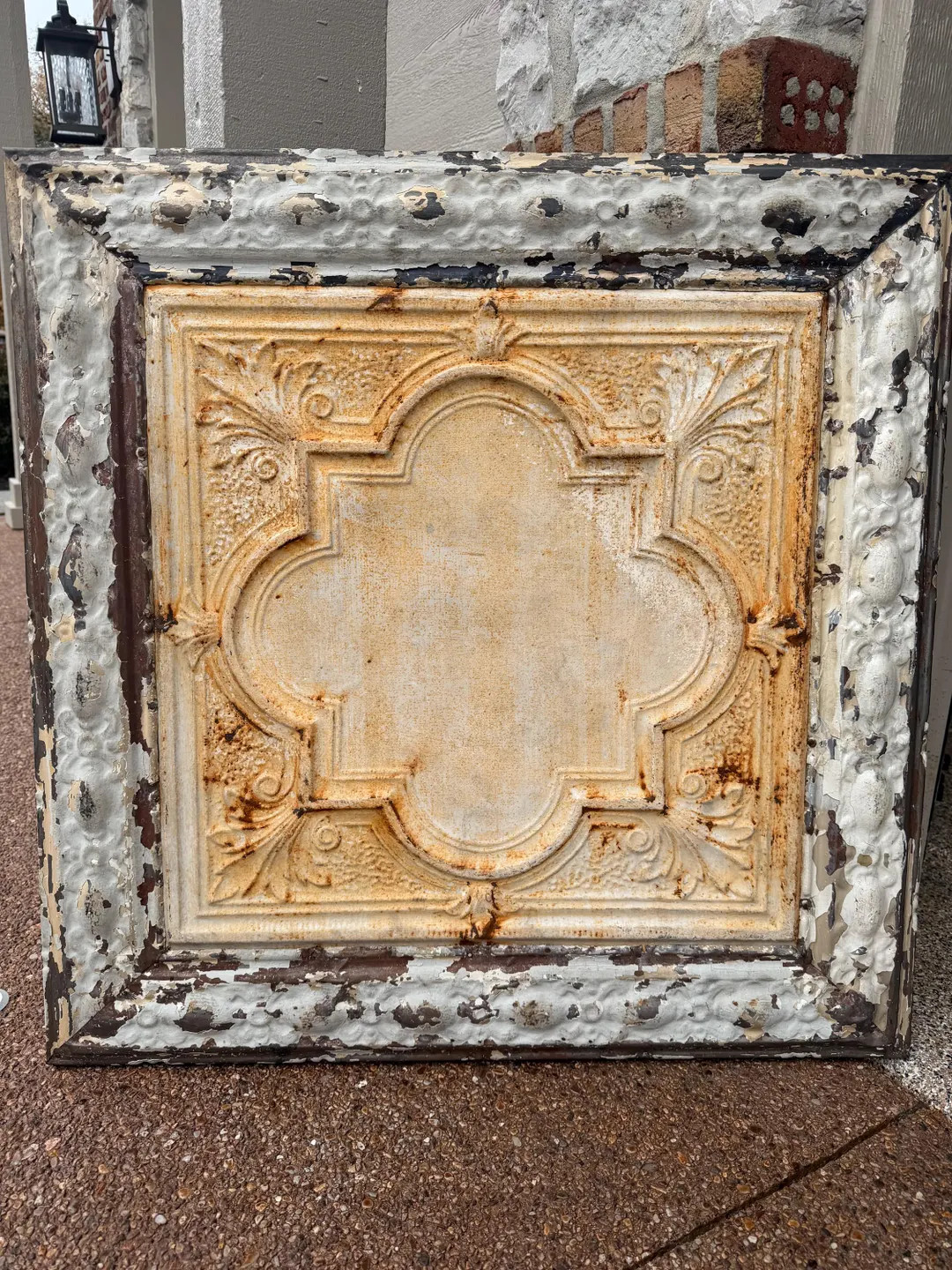 Antique 1900s Tin Ceiling Tile Gothic Quatrefoil Framed Rust Patina 32x32 | Etsy (US)