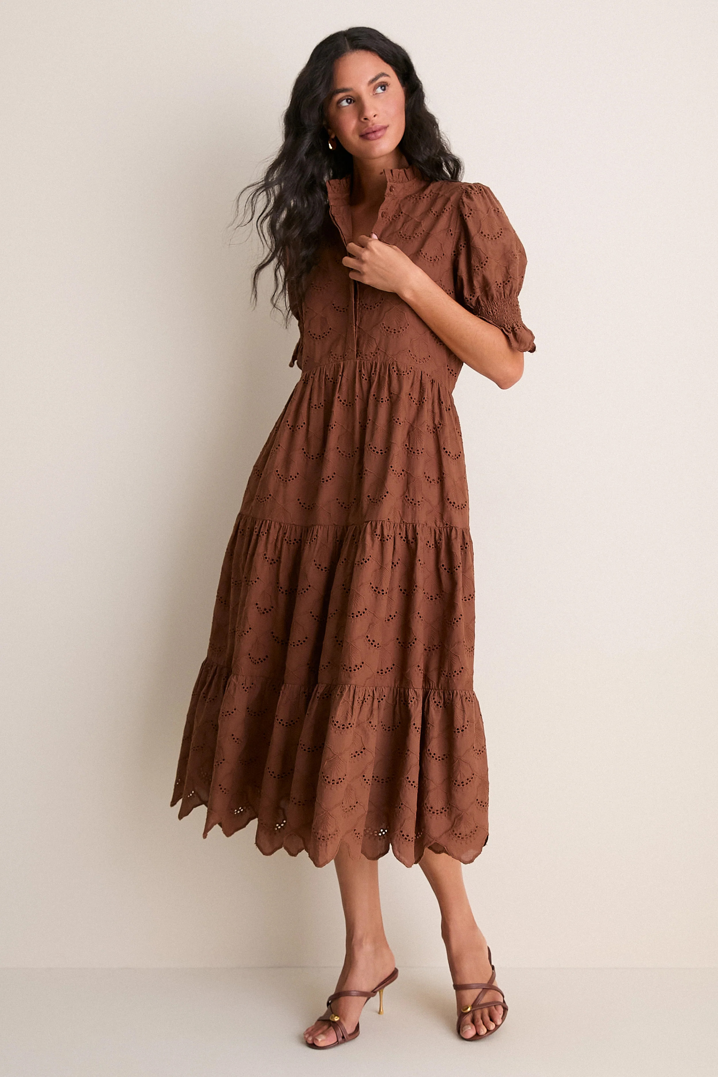Chocolate Eyelet Bennett Midi Dress | Tuckernuck (US)