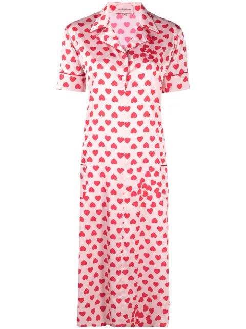 heart-print satin shirt dress | Farfetch (US)
