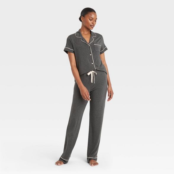 Women's Beautifully Soft Short Sleeve Notch Collar Top and Pants Pajama Set - Stars Above™ | Target