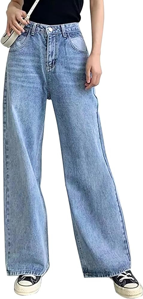 HDLTE Women Wide Leg Jeans High Waist Baggy Jeans for Women Loose Boyfriends Jeans Denim Pants Y2... | Amazon (US)